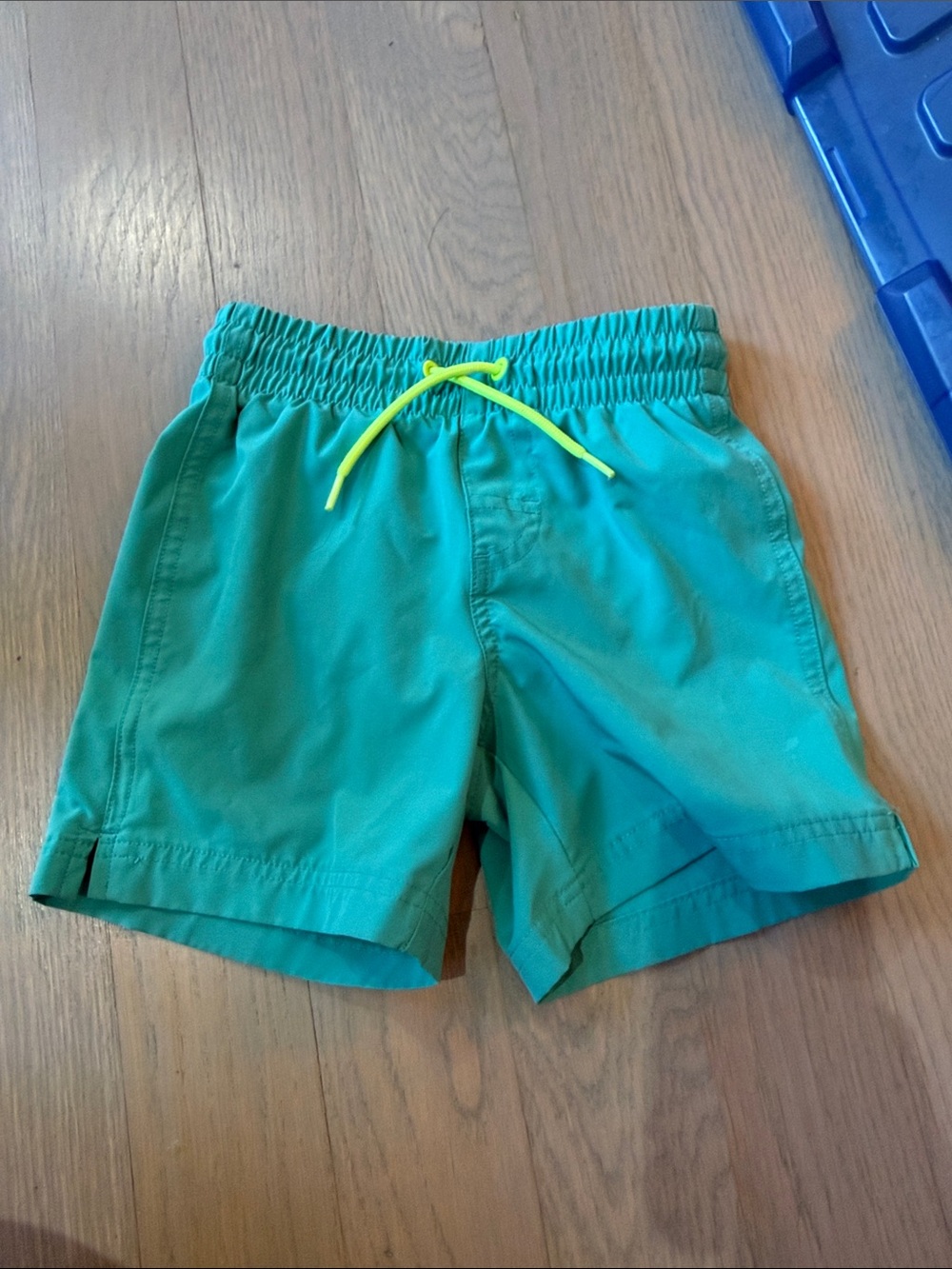 Old Navy Teal Swim Trunks with Neon Yellow Drawstring